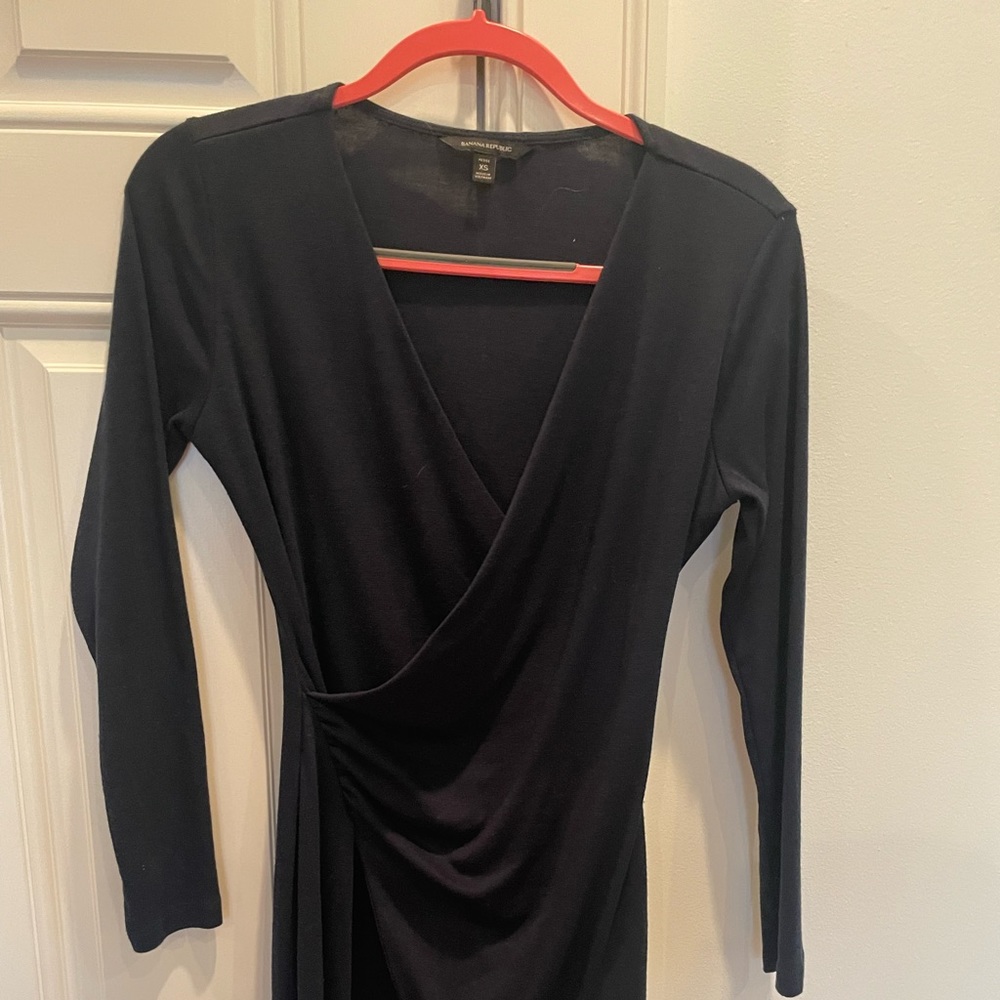 Banana republic navy  wrap effect knit dress